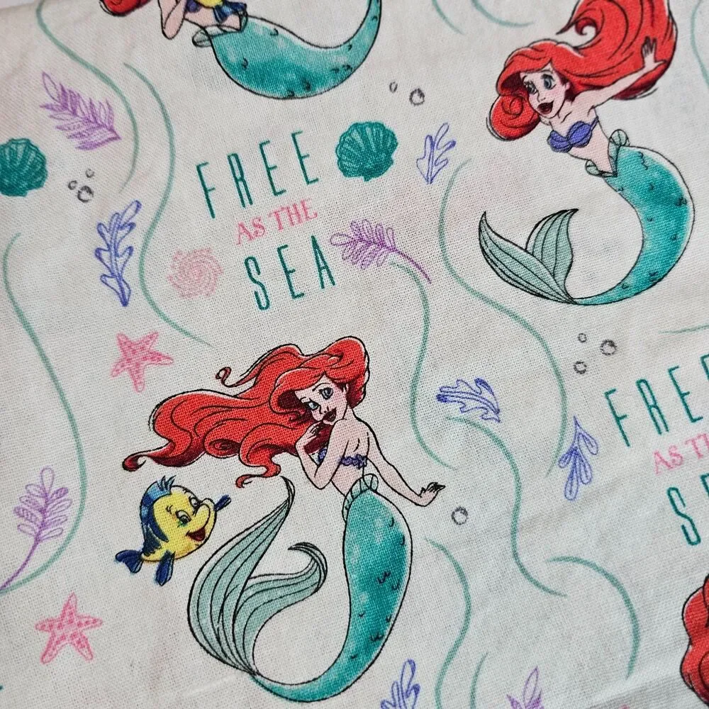 Ariel Little Mermaid Fabric Free as the Sea Print 1 Yard Cotton Quilt Craft